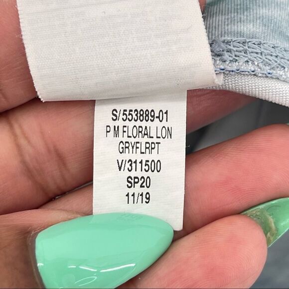 Old Navy Active Go Dry Girls Gray Blue Floral Print Stretchy Leggings Size 6/7 - Picture 4 of 12